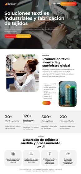 Diseño Del Sitio Para Fabricación De Textiles Industriales
