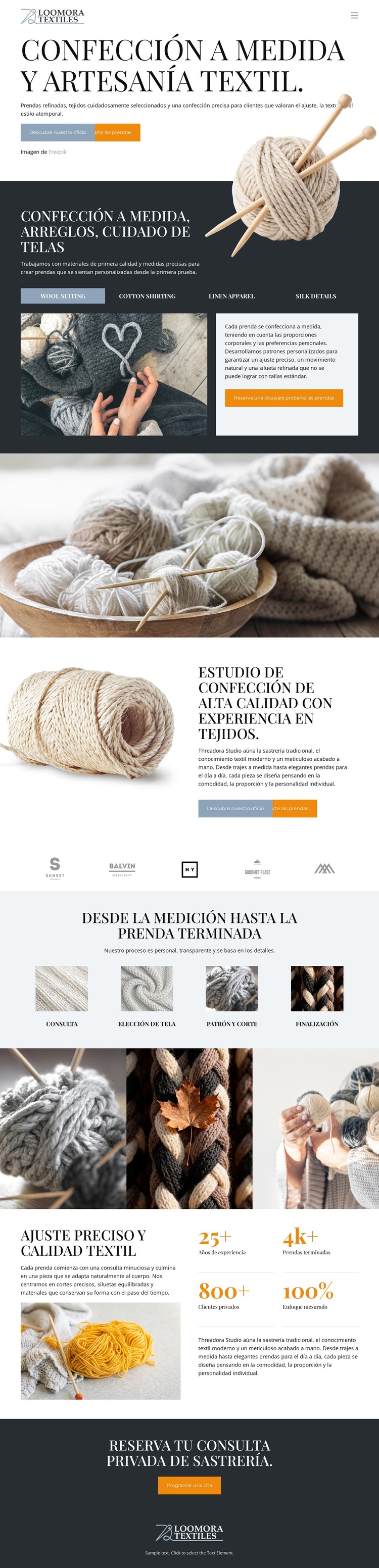Artesanía textil a medida Plantilla de sitio web