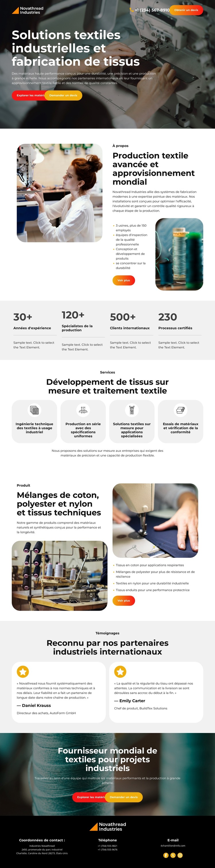 Fabrication industrielle de textiles Modèle HTML
