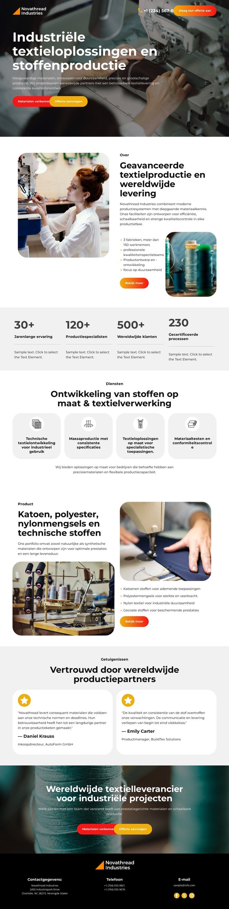 Industriële textielproductie HTML-sjabloon