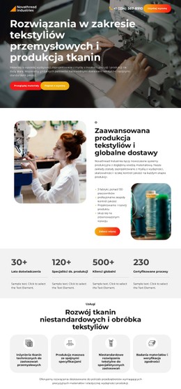 Produkcja Tekstyliów Przemysłowych Szablon CSS