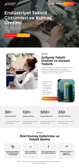 Endüstriyel Tekstil Üretimi Için Web Sitesi Düzeni