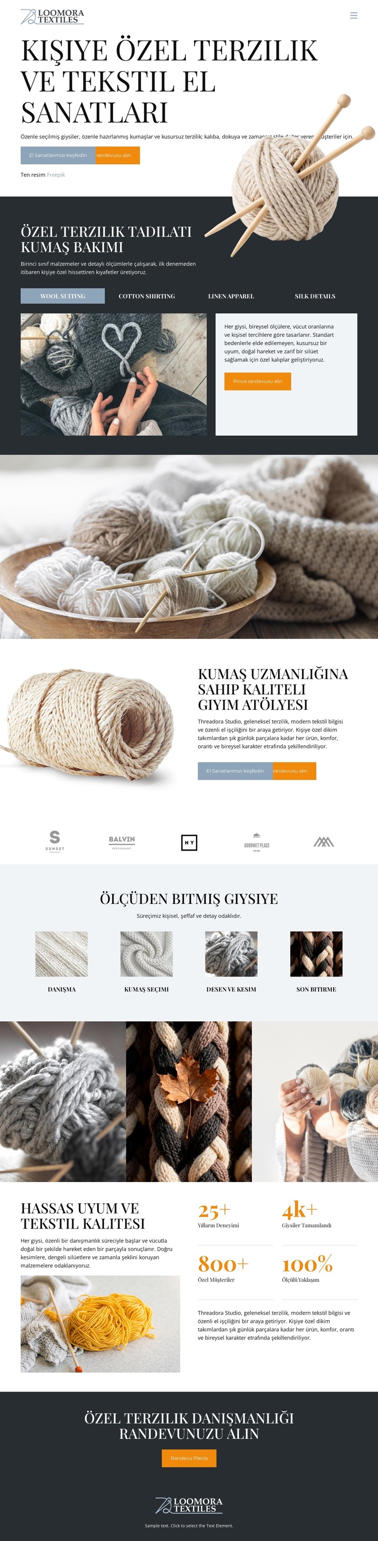 Özel Tekstil El Sanatları Web Sitesi Şablonu