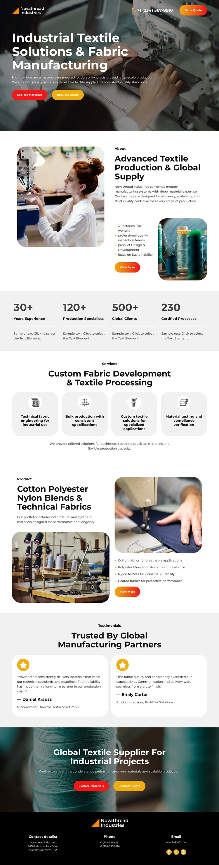 Industrial Textile Manufacturing WordPress Theme