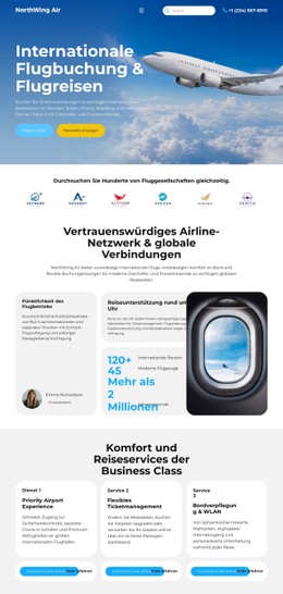 Moderne Flugbuchung Seitenersteller