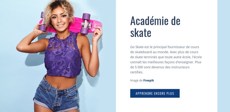 Club de sport et académie de skate Maquette de site Web