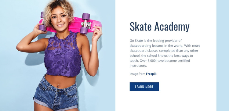 Sport club and skate academy Homepage Design