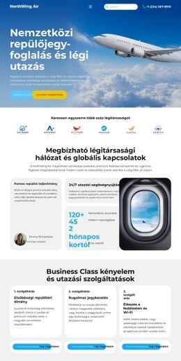 Modern Légitársasági Foglalás - Céloldal Sablon