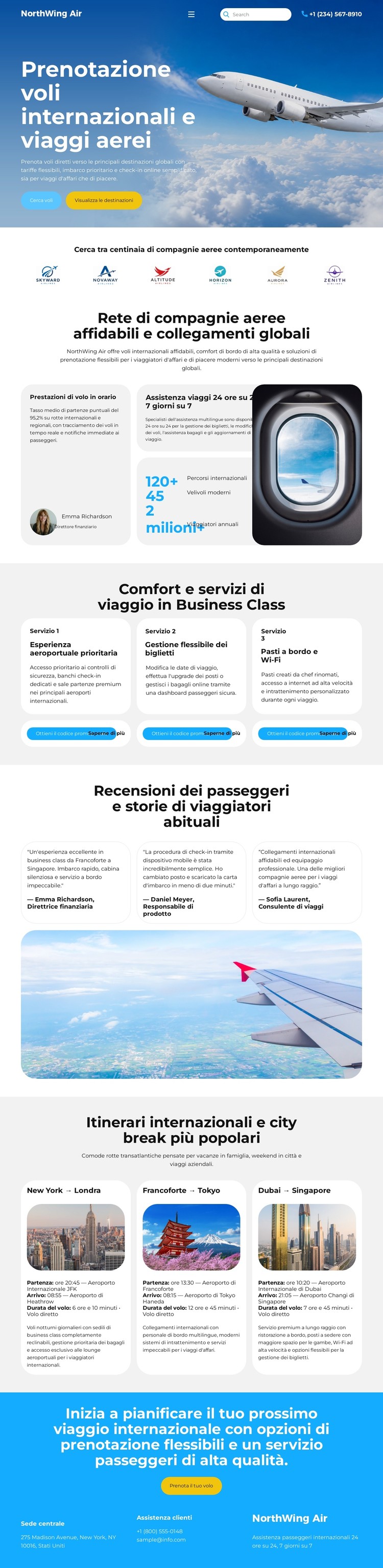 Prenotazione di voli moderni Modello CSS