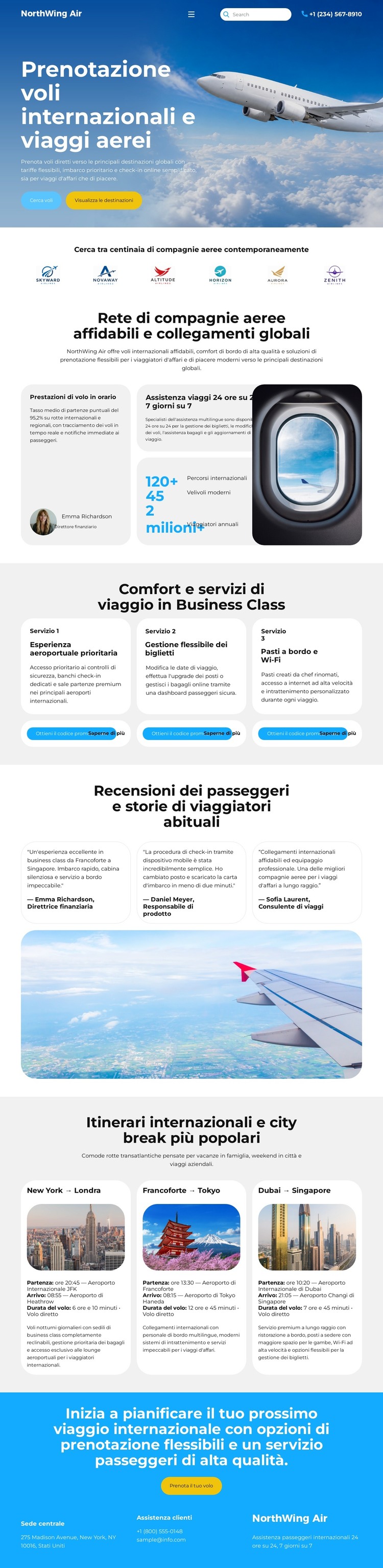 Prenotazione di voli moderni Modello HTML