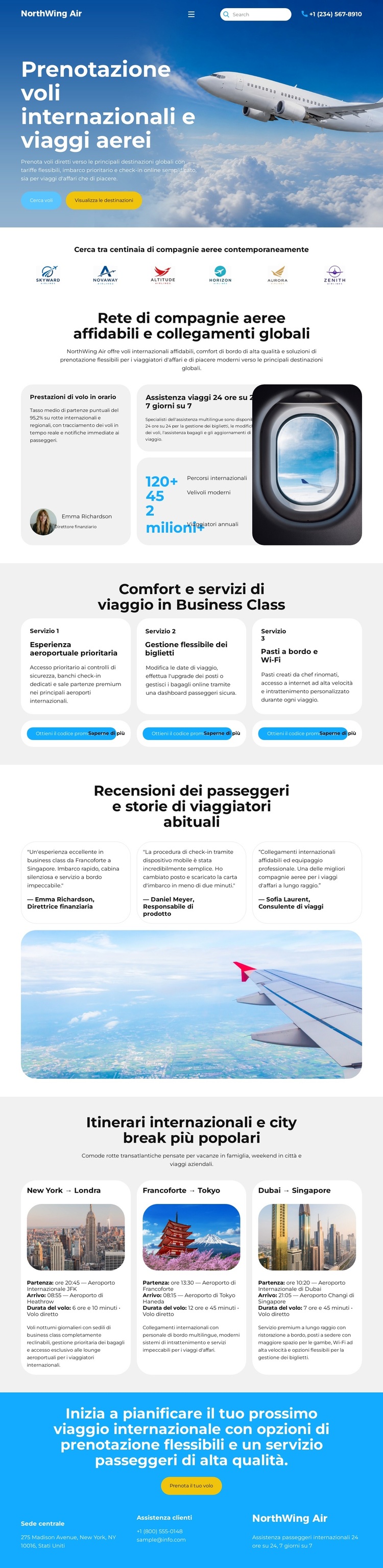 Prenotazione di voli moderni Tema WordPress