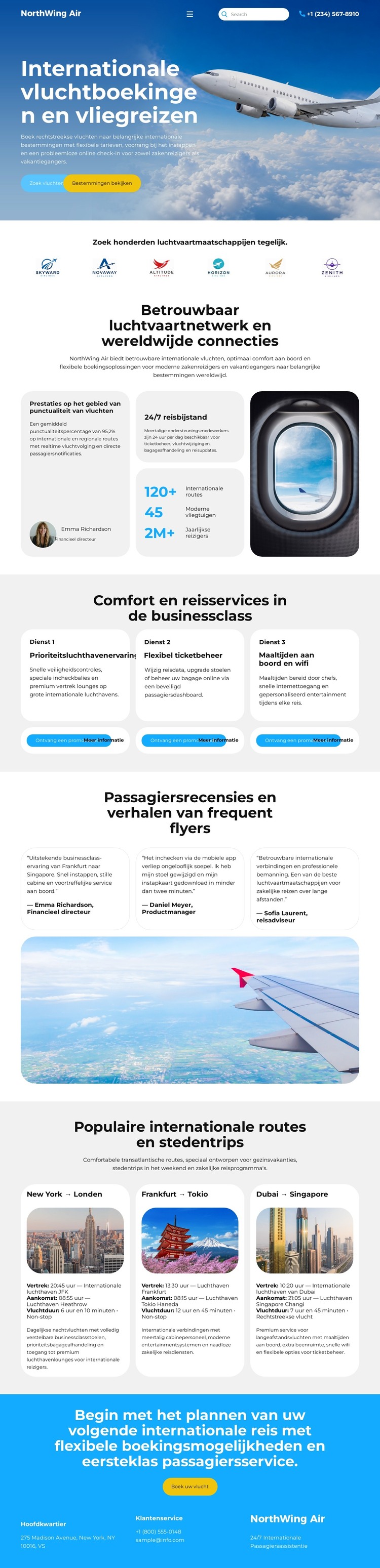 Modern vliegticket boeken HTML-sjabloon