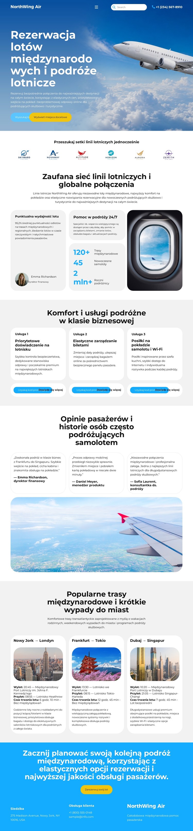Nowoczesne rezerwacje lotnicze Szablon CSS