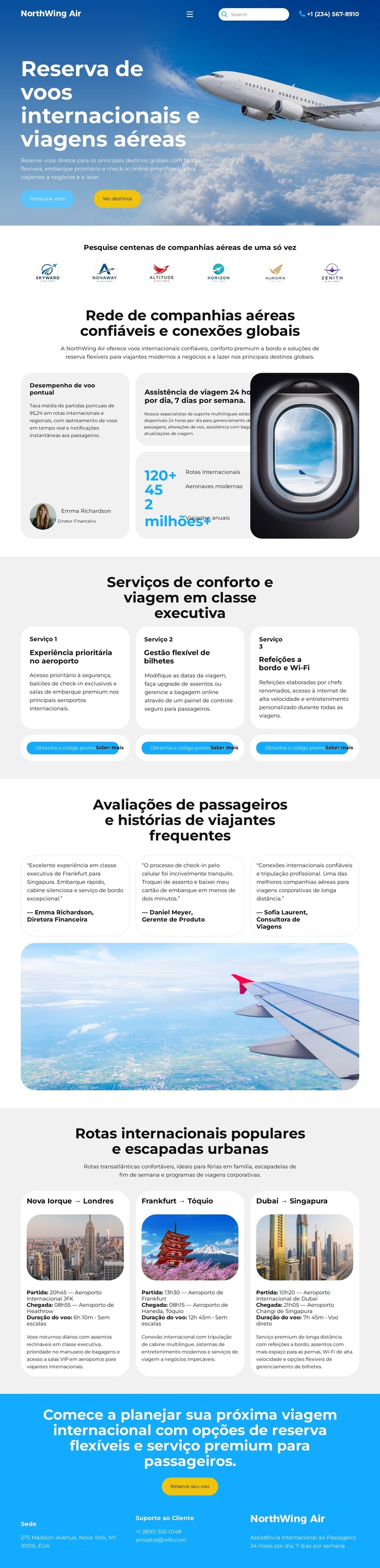 Reservas aéreas modernas Modelo de site