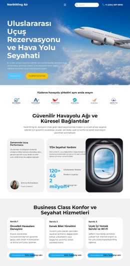 Modern Havayolu Rezervasyonu Ücretsiz CSS Web Sitesi Şablonu