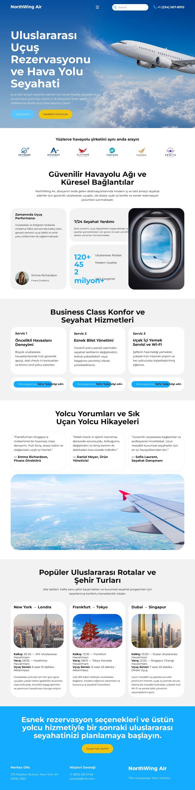 Modern Havayolu Rezervasyonu CSS Şablonu