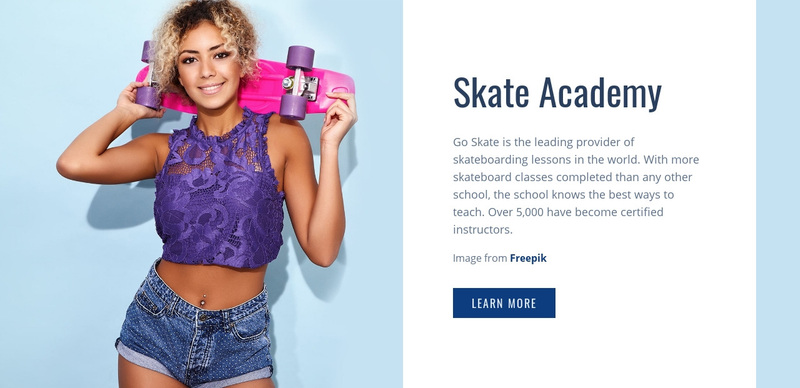 Sport club and skate academy Web Page Design