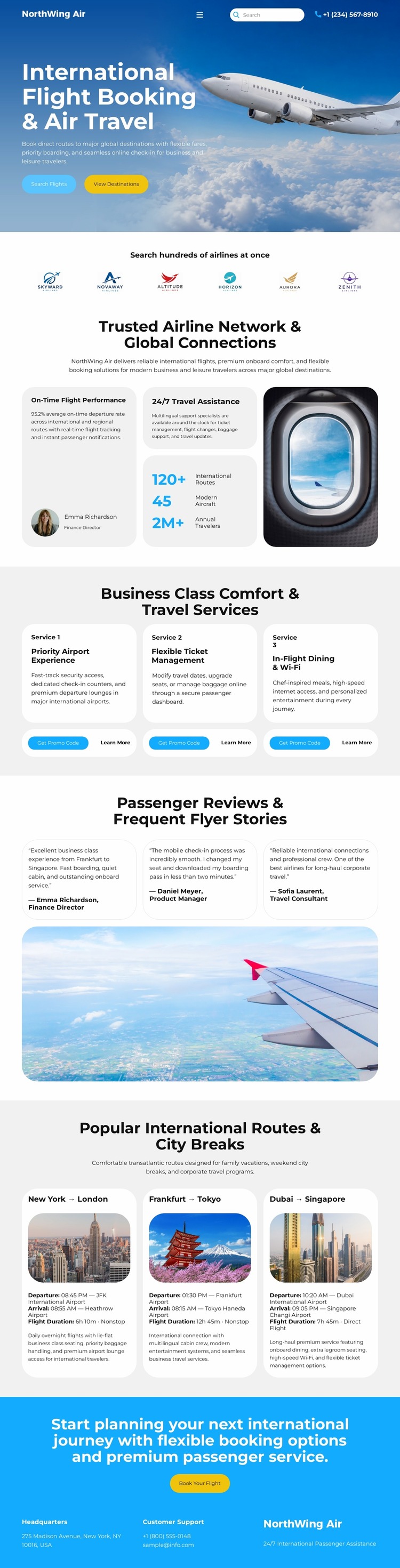 Modern Airline Booking Website Mockup