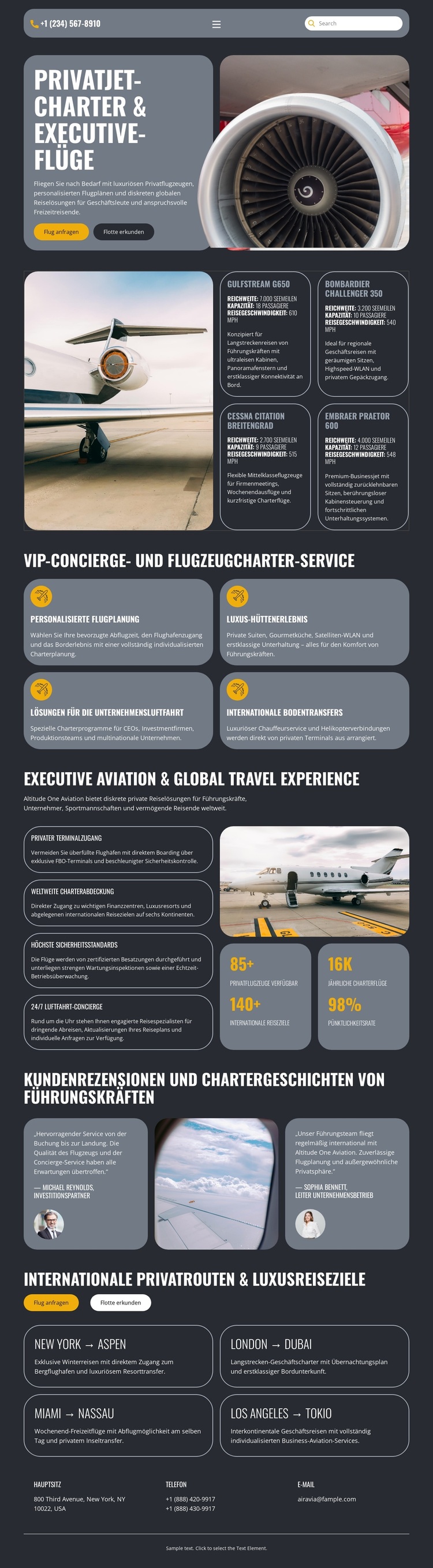 Luxus-Privatjet WordPress-Theme