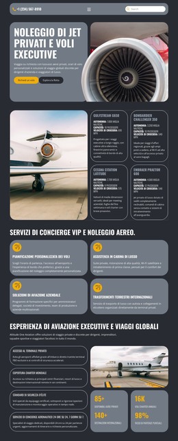 Sito Web HTML Per Jet Privato Di Lusso