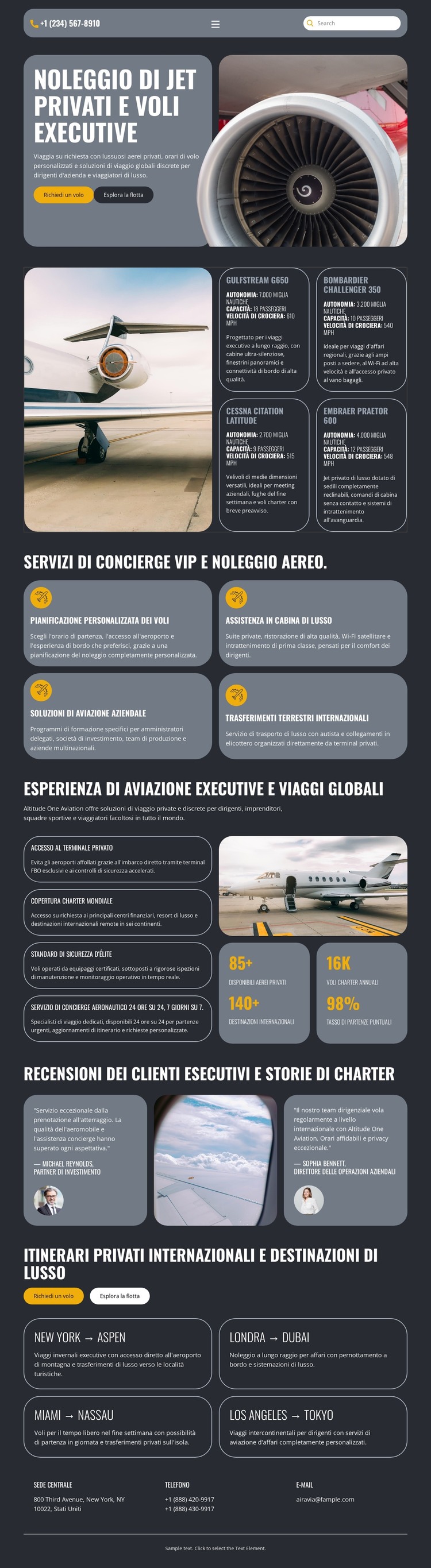 Jet privato di lusso Modello HTML