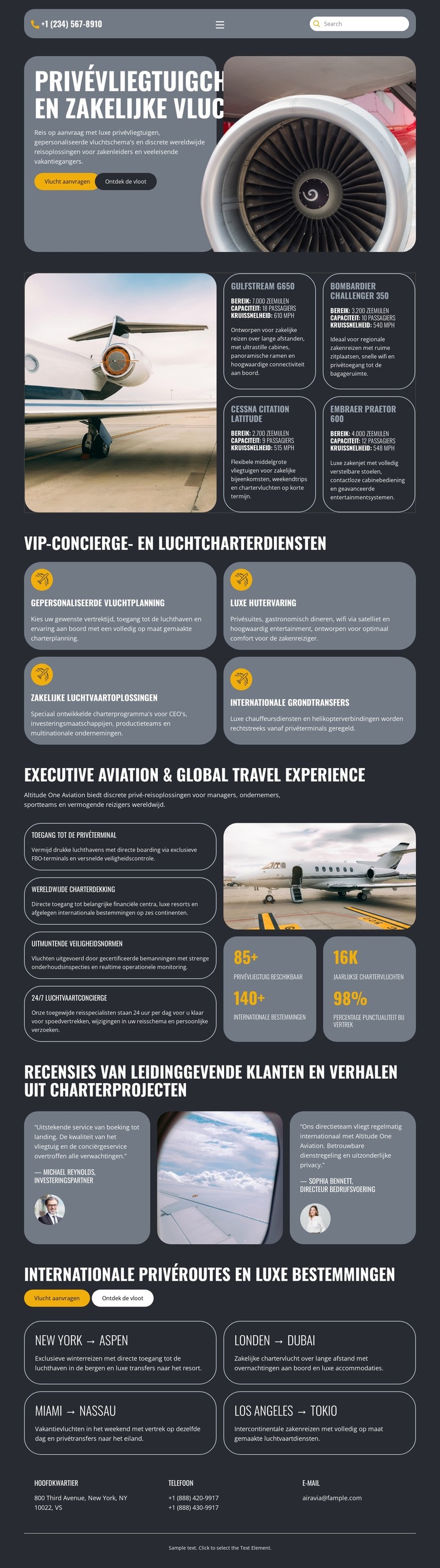Luxe privéjet HTML-sjabloon