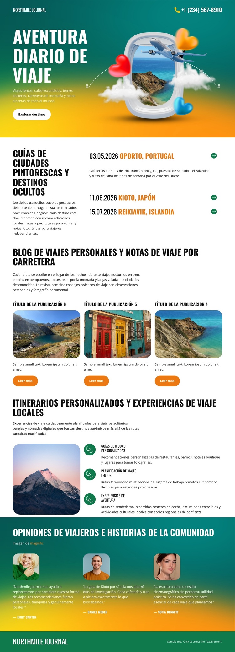 Diario personal de viaje Tema de WordPress