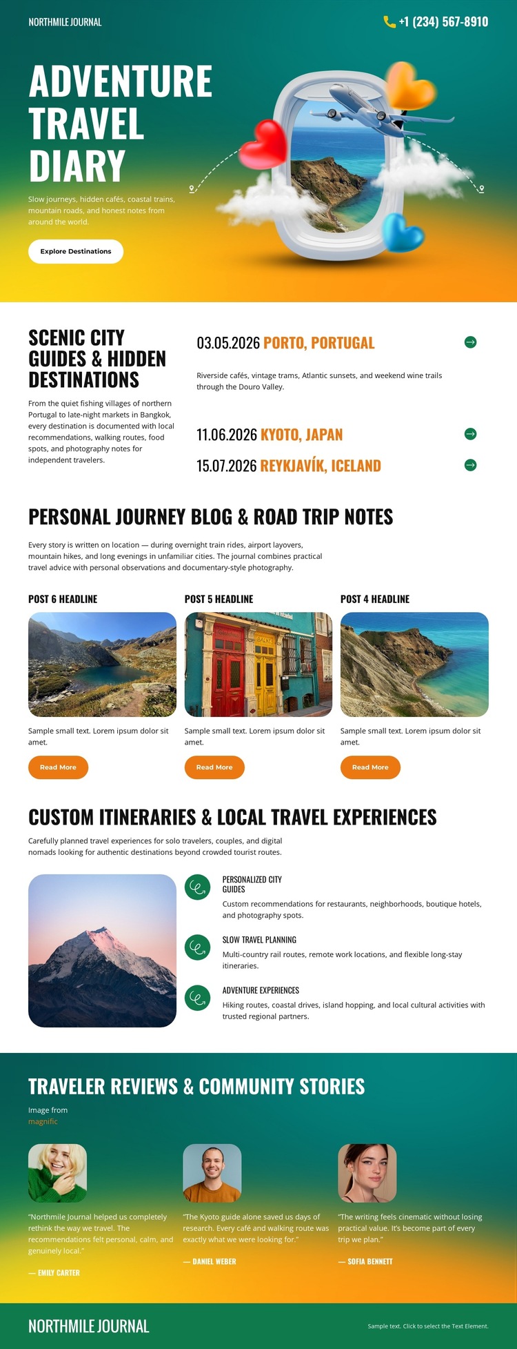 Travel Personal Diary HTML5 Template