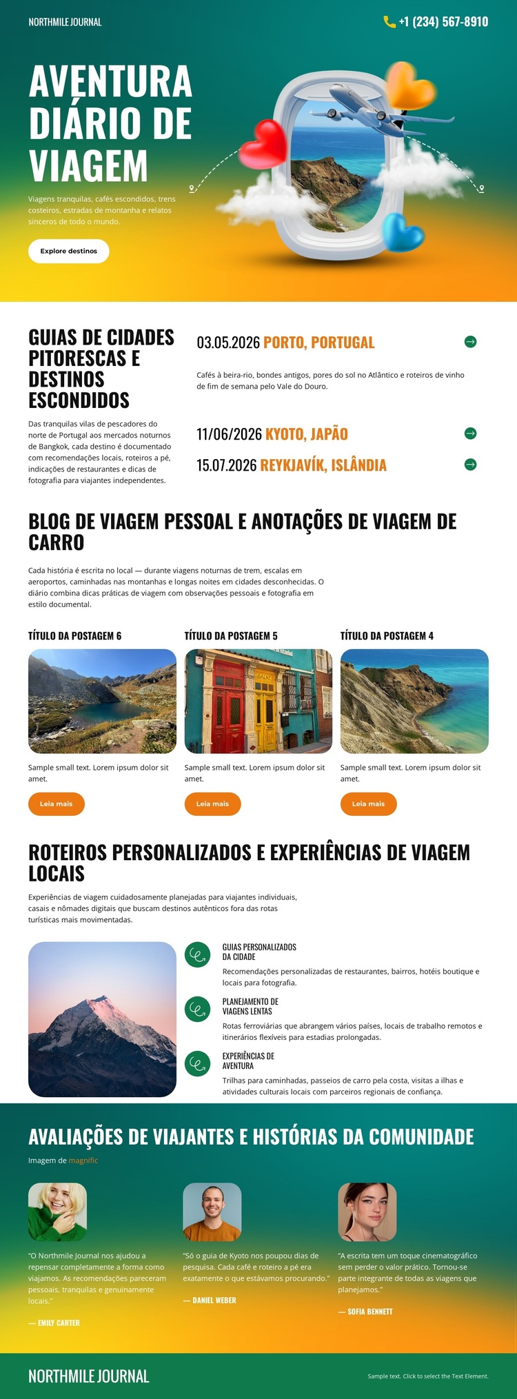 Diário de Viagem Pessoal Tema WordPress