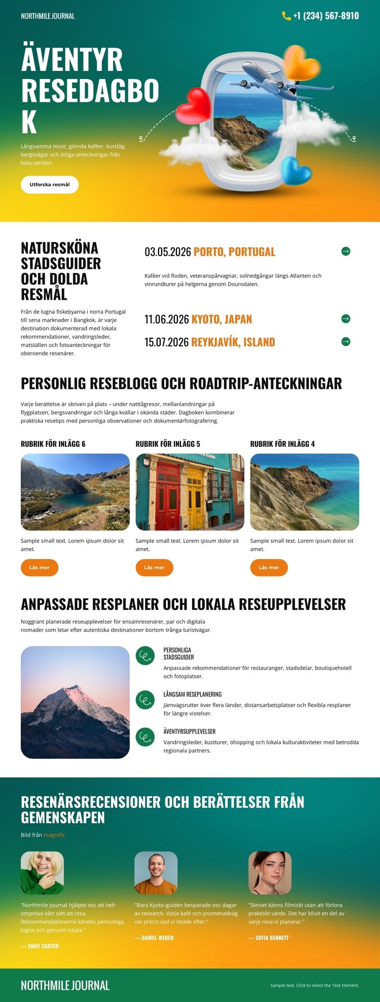 Personlig resedagbok Mall