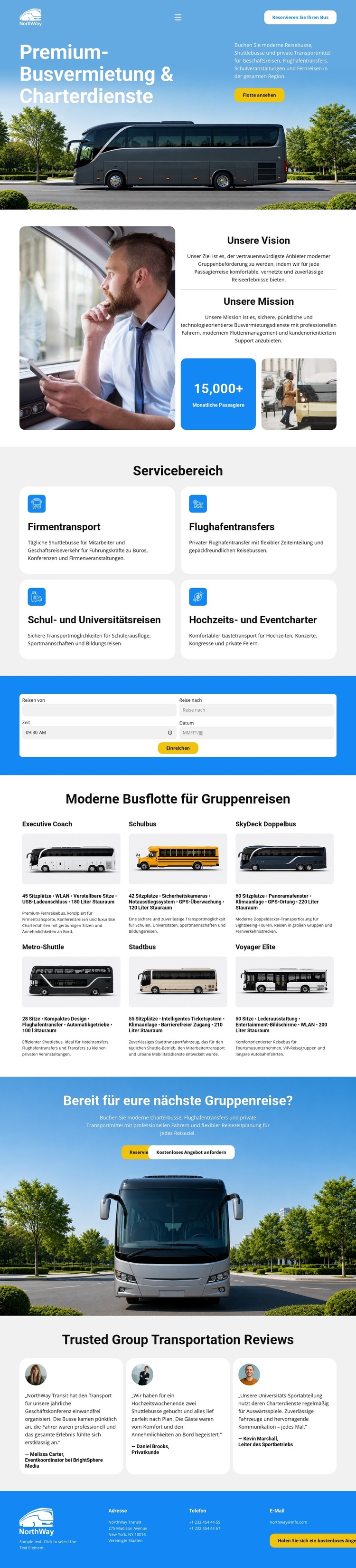 Modern Bus Rental Website-Vorlage