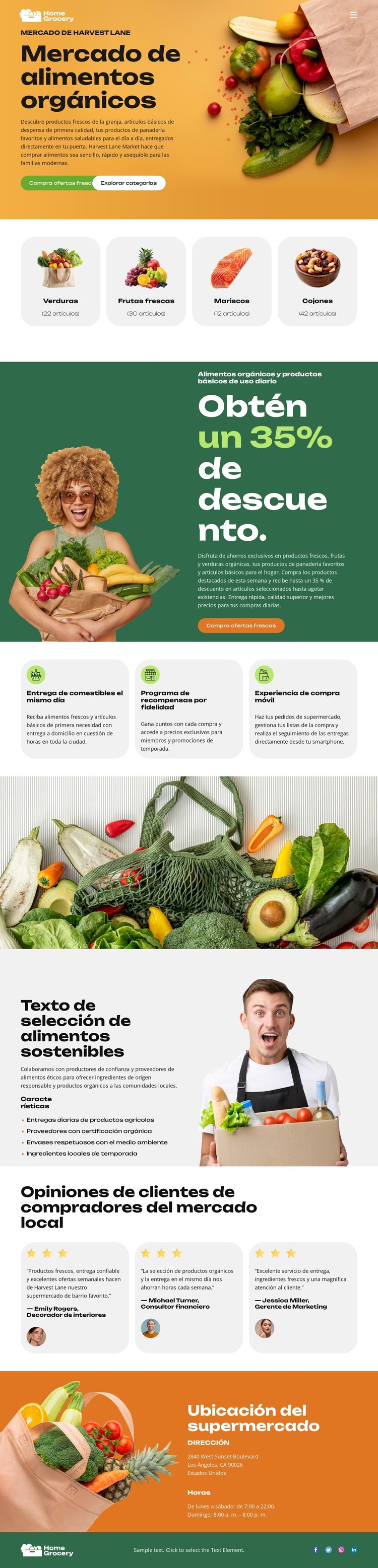 Entrega de productos frescos a domicilio Tema de WordPress