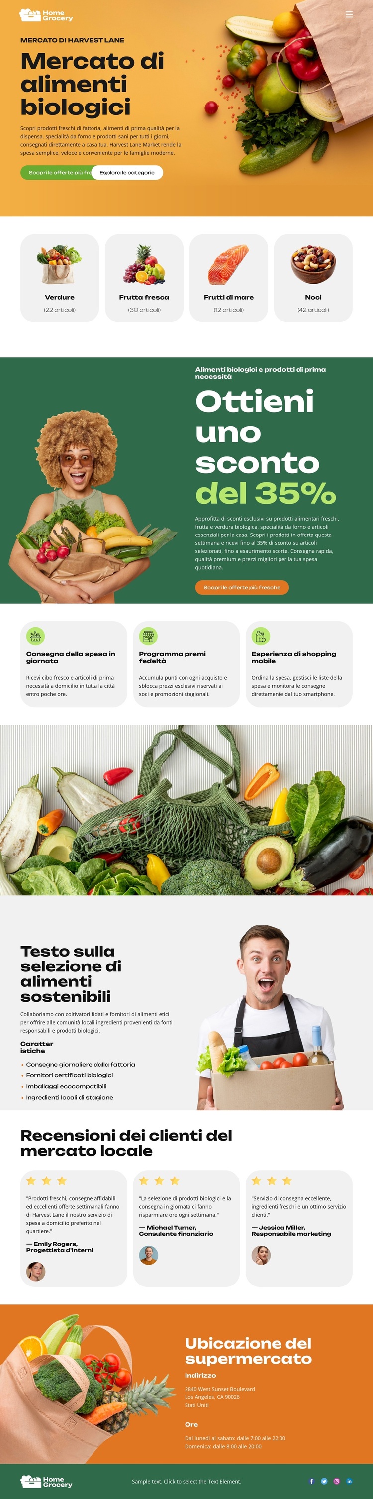 Consegna di prodotti alimentari freschi Tema WordPress