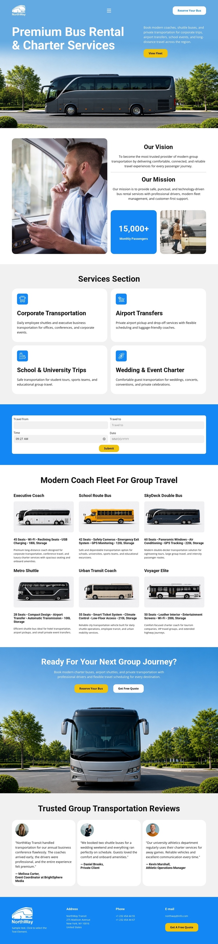 Modern Bus Rental One Page Template