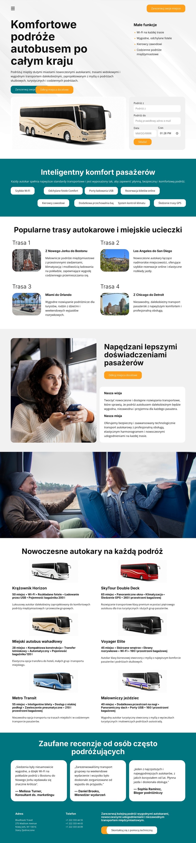 Nowoczesne podróże autobusem Motyw WordPress