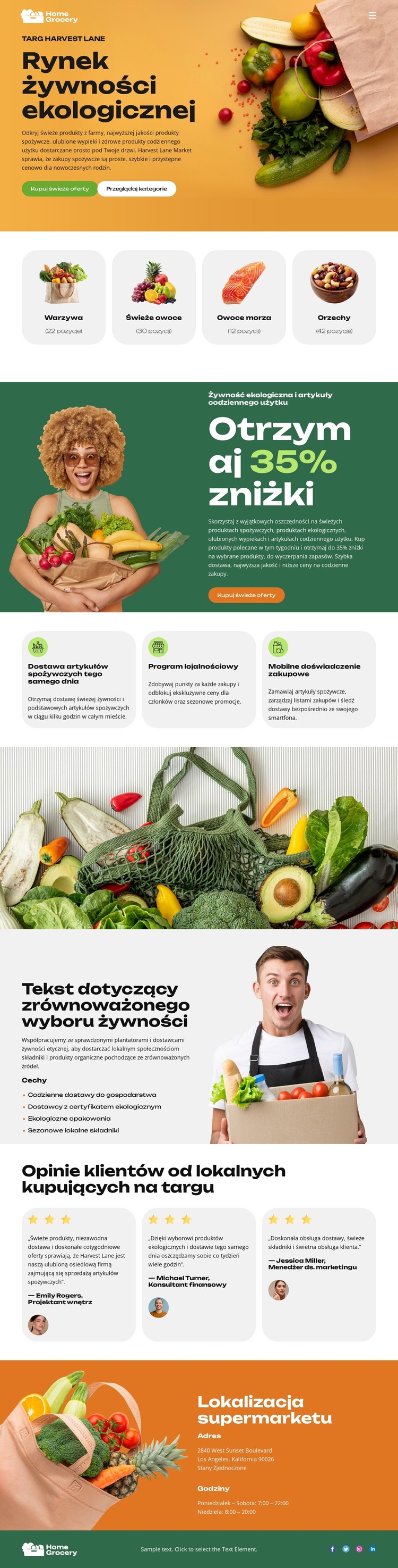 Dostawa świeżych produktów spożywczych Szablon HTML