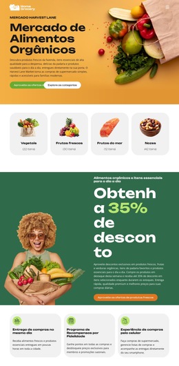 Layout Do Site Para Entrega De Mantimentos Frescos