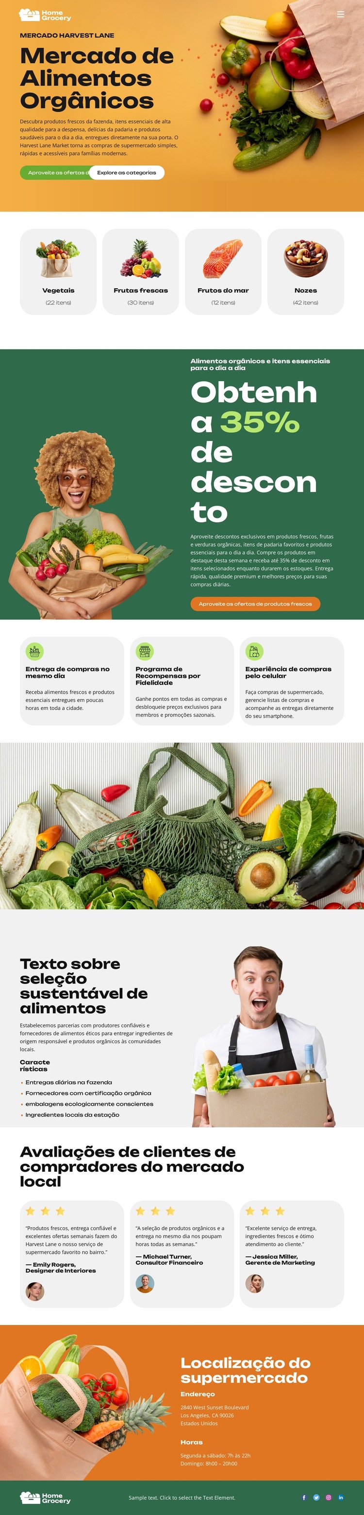 Entrega de mantimentos frescos Modelo de site