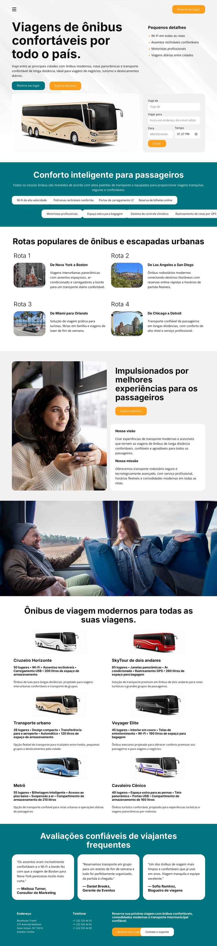 Viagens de ônibus modernas Modelo de site