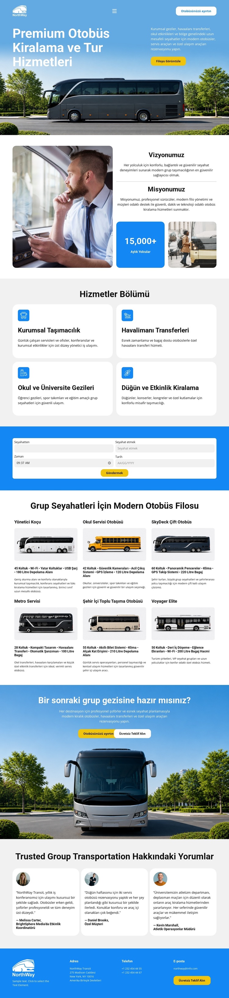 Modern Bus Rental WordPress Teması