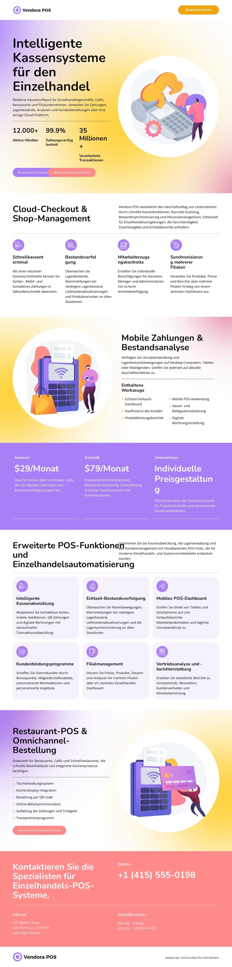 Verkaufsstelle Website-Vorlage