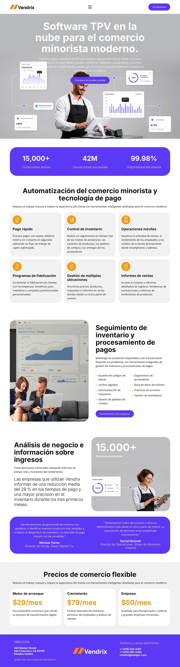 Software de punto de venta para comercios minoristas Plantilla HTML