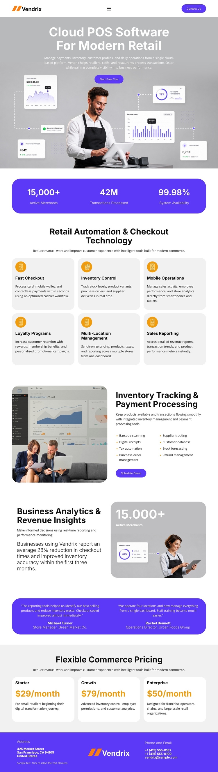 Retail POS Software One Page Template