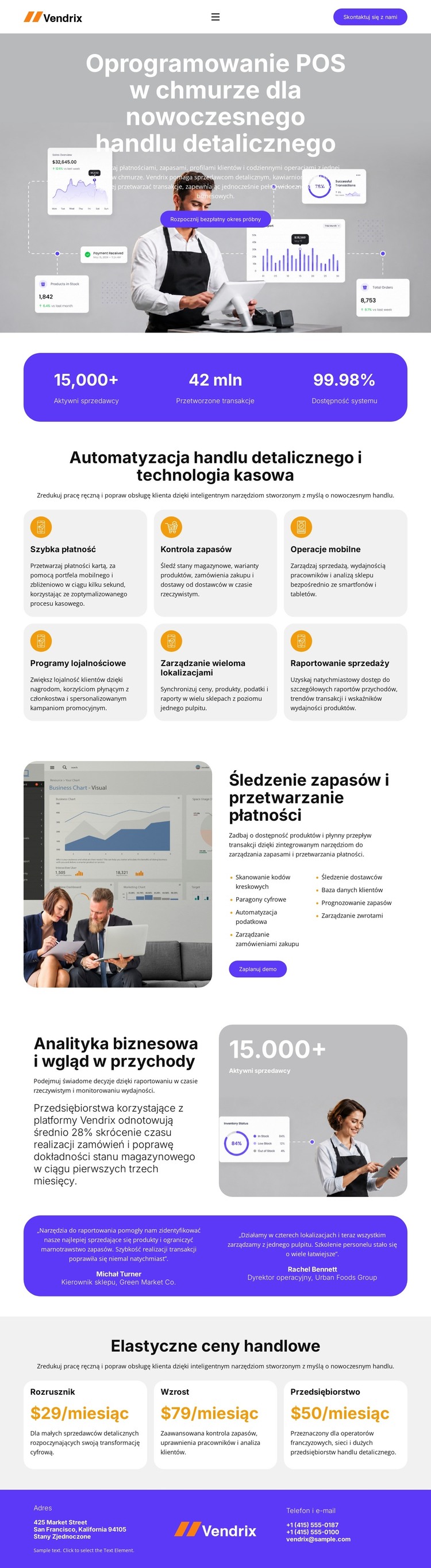 Oprogramowanie POS dla handlu detalicznego Szablon HTML