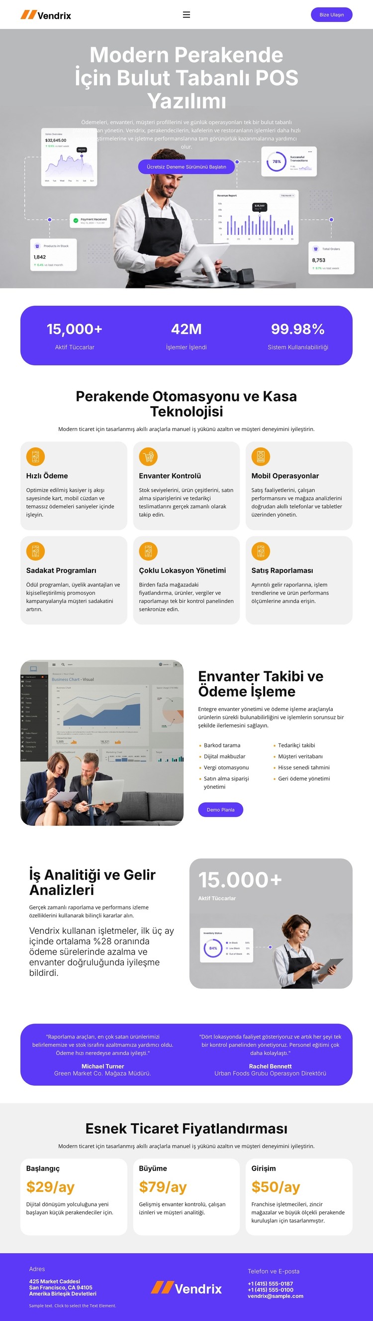 Perakende Satış Noktası Yazılımı HTML Şablonu