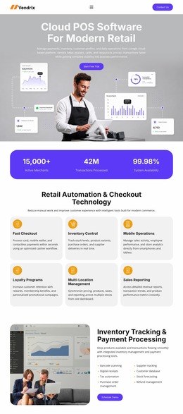 Retail POS Software - Drag & Drop Website Mockup