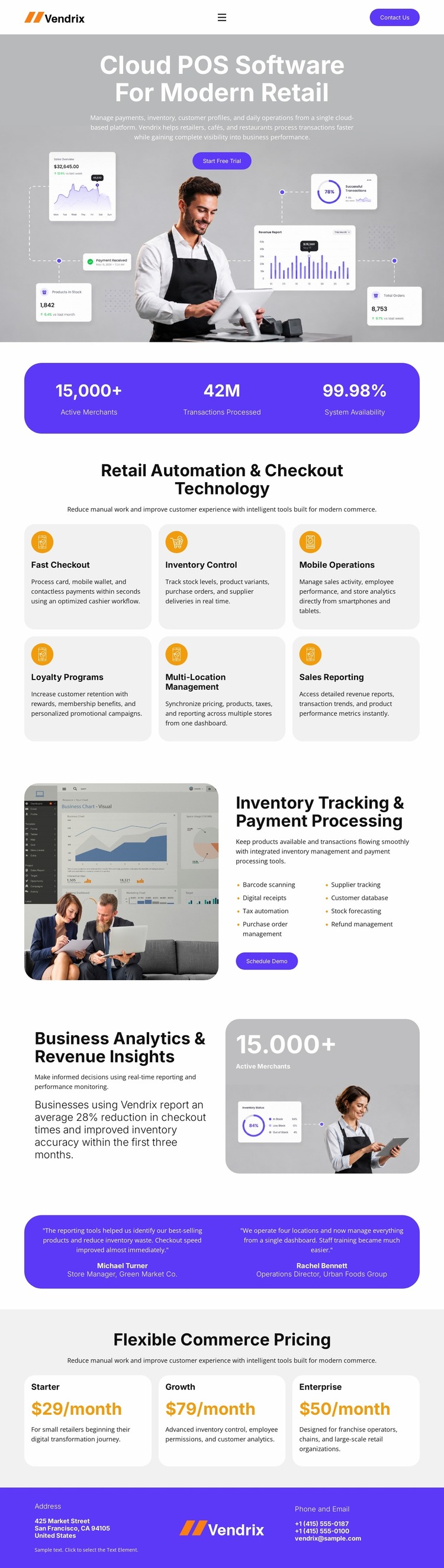 Retail POS Software Website Mockup