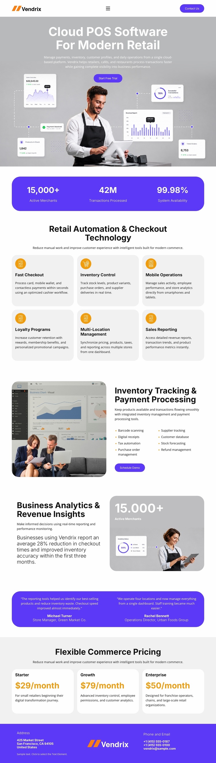 Retail POS Software Website Template