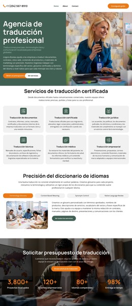 Agencia De Traducción De Diccionarios: Página De Destino HTML
