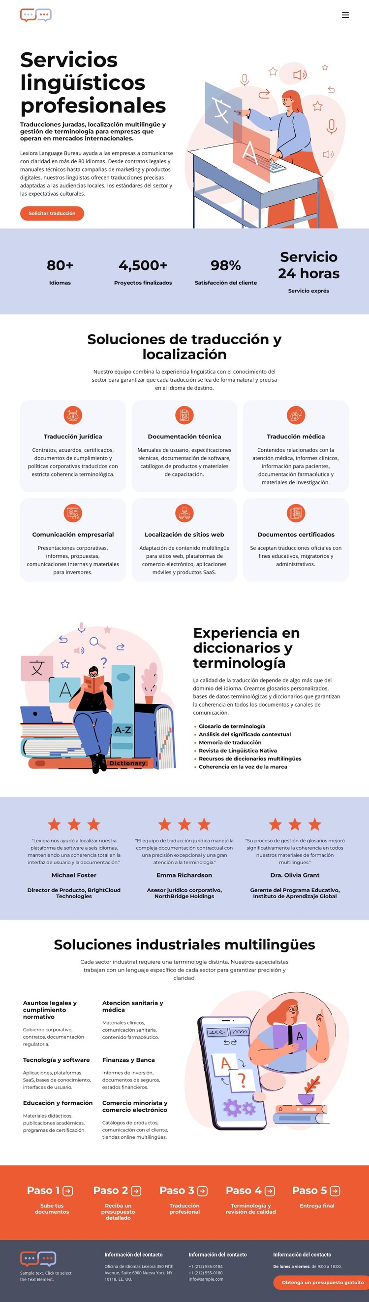 Oficina de traducción de diccionarios Plantilla de sitio web